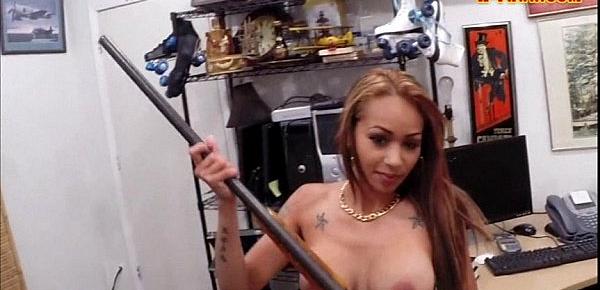  Horny big juggs biatch pawns her pussy to earn money